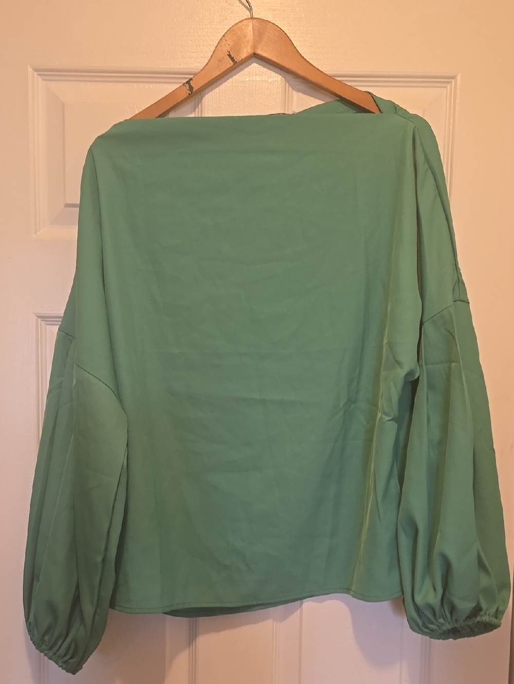 Light Green Balloon Sleeve Blouse